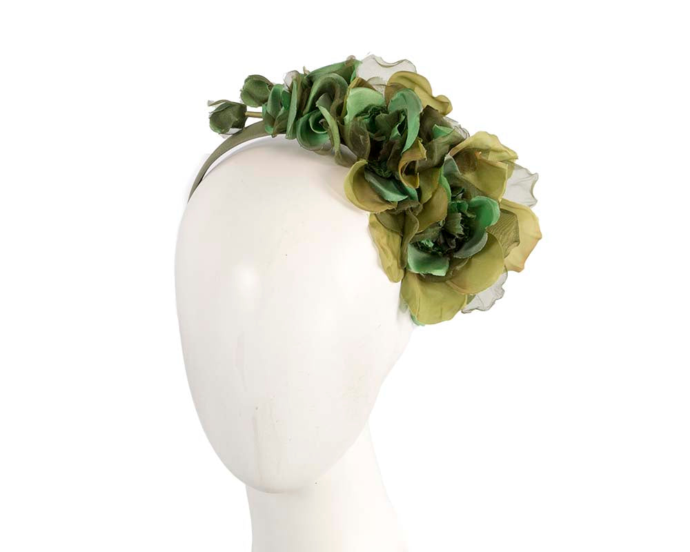 Green flower headband fascinator by Cupids Millinery
